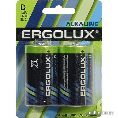 Батарейки Ergolux Alkaline LR20 BL-2 2шт