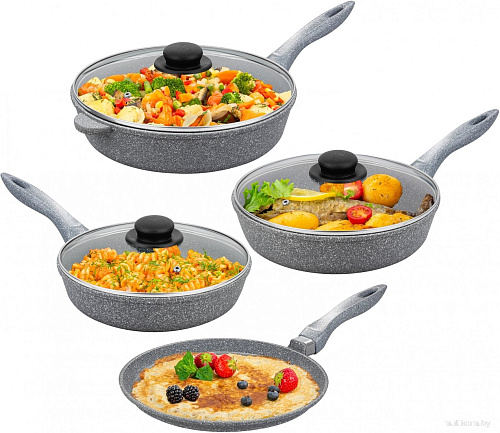 Набор сковород Elan Gallery Гармония вкуса 120570+4 (серый мрамор)