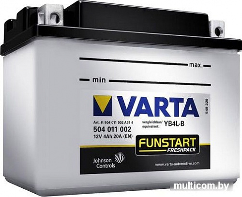 Мотоциклетный аккумулятор Varta Funstart Freshpack YB4L-B 504 011 002 (4 А/ч)
