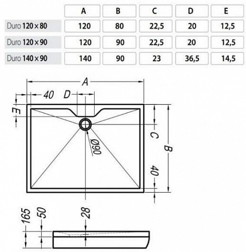Душевой поддон Kolpa-San Duro 120x80