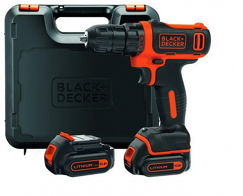 Дрель-шуруповерт Black & Decker BDCDD12K1B (с 2-мя АКБ и кейсом)