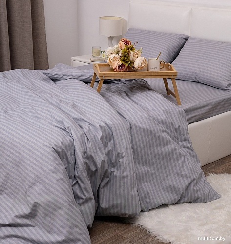 Постельное белье Samsara Страйп-сатин Евро 70х70 (серый)