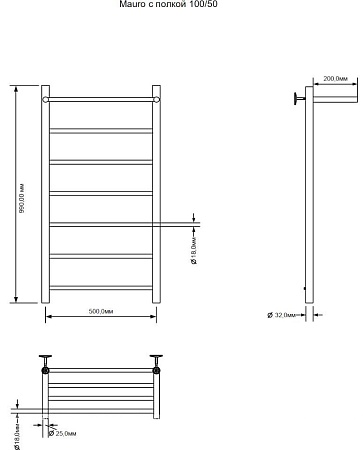 Полотенцесушитель Aquanet Mauro 100x50 282008 (с полкой, правый)