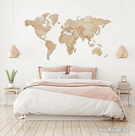 Пазл Woodary Карта мира XXL 3147 (3 уровня, natural)