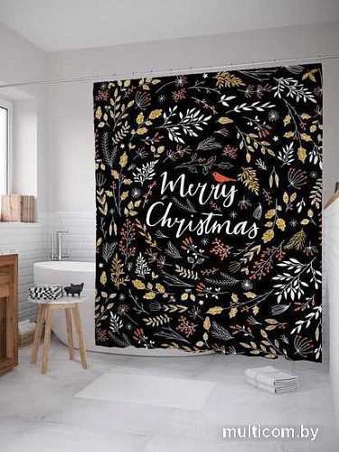 Шторка-занавеска для ванны JoyArty С Рождеством sc_37167