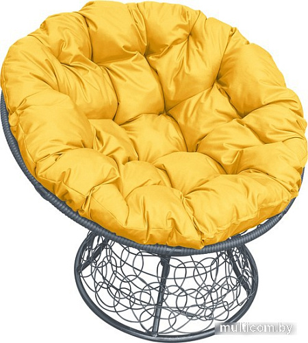 Кресло M-Group Папасан 12020311 (серый ротанг/желтая подушка)
