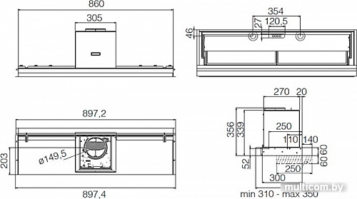 Кухонная вытяжка Elica Lever IX/A/86 PRF0160152