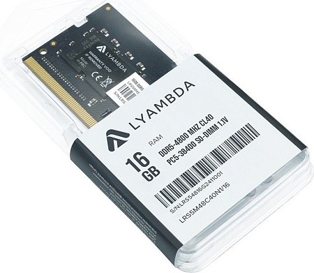 Оперативная память Lyambda 16ГБ DDR5 SODIMM 4800 МГц LRS5M48C40N1/16