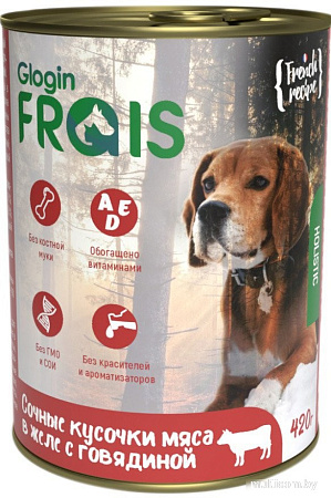 Сухой корм для собак Frais Holistic Dog мясные кусочки с говядиной в желе (420г)