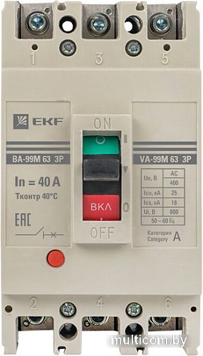 Выключатель автоматический EKF PROxima ВА-99М 6340А 3P 25кА mccb99-63-40m