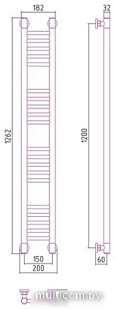 Полотенцесушитель Сунержа Богема+ прямая 1200х150 31-0220-1215