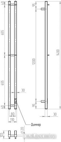 Полотенцесушитель Двин X-2 Plaza Neo 140x8 BL