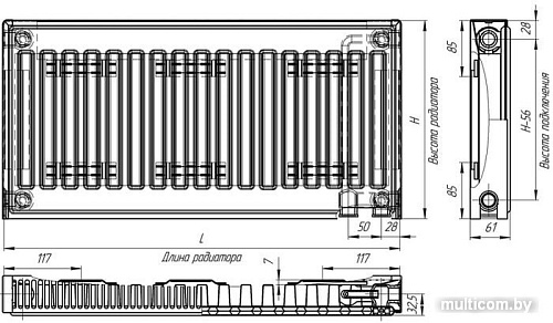 Стальной панельный радиатор Лидея ЛУ 11-522 500x2200