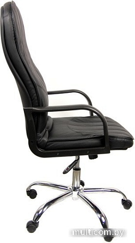 Кресло Деловая обстановка Дипломат Стандарт хром (черный, кожа люкс)