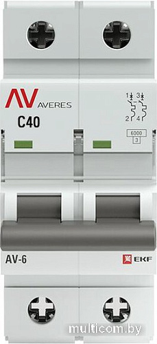 Выключатель автоматический EKF Averes AV-6 2P 40A (C) 6kA mcb6-2-40C-av