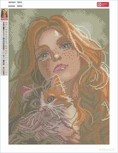 Алмазная мозаика Феникс+ Рыженькая с кошечкой 70815