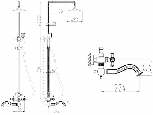 Душевая система ZorG AZR 608 DS-3-6 BR