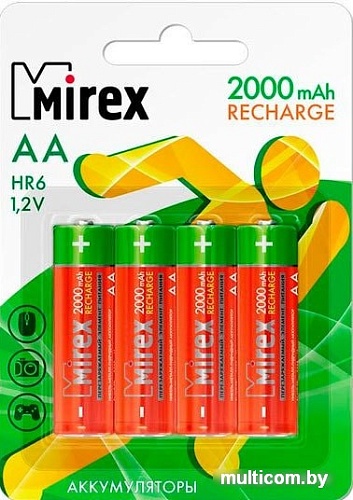 Аккумуляторы Mirex AA 2000mAh 4 шт HR6-20-E4