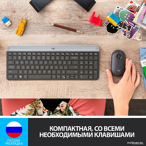 Офисный набор Logitech MK470 Slim Wireless Combo 920-009204 (графитовый)