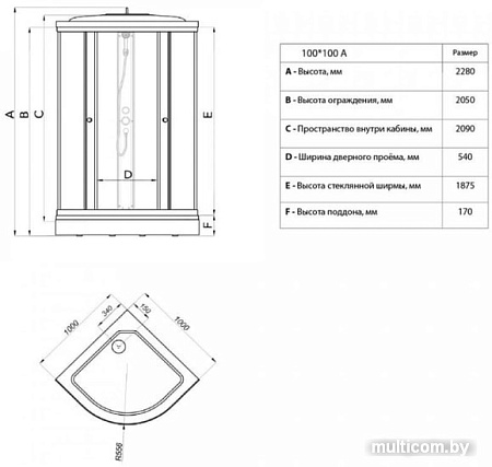 Душевой уголок Triton Стандарт А 100x100 (узоры)