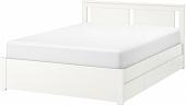 Кровать Ikea Сонгесанд 200x140 (два ящика, белый, Лонсет) 792.412.47