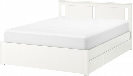 Кровать Ikea Сонгесанд 200x140 (два ящика, белый, Лонсет) 792.412.47