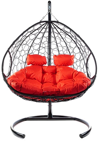 Подвесное кресло M-Group Для двоих 11450406 (черный ротанг/красная подушка)