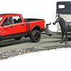 Bruder RAM 2500 Power Wagon with horse trailer and horse 02501