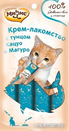 Лакомство для кошек Мнямс Крем-лакомство с тунцом Кацуо и Магуро 15 г (4 шт)
