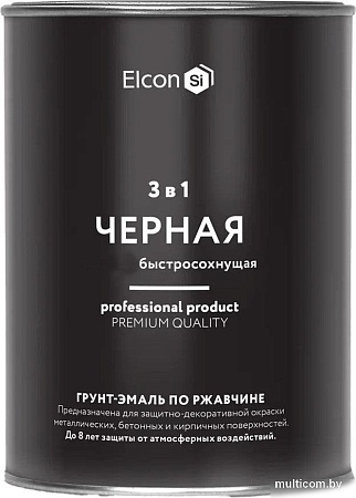 Краски и эмали Elcon По ржавчине 3в1 (800г, глянцевый черный)