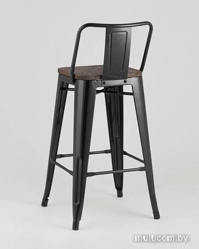 Стул Stool Group Tolix Wood со спинкой YD-H765E-W LG-01 (черный глянцевый/темное дерево)