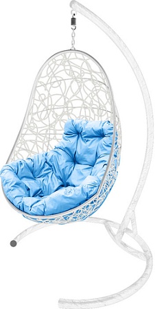 Подвесное кресло M-Group Овал 11140103 (белый ротанг/голубая подушка)
