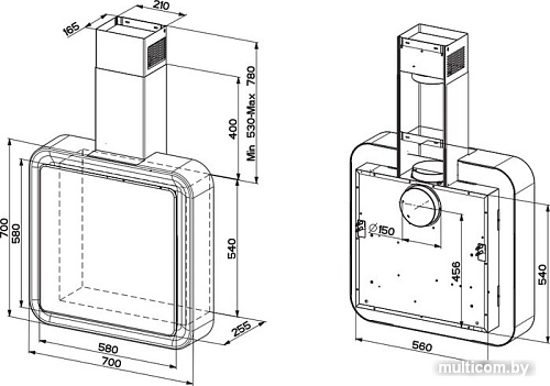 Кухонная вытяжка Faber Pyana Aries BK/BK Glass A70 335.0541.004