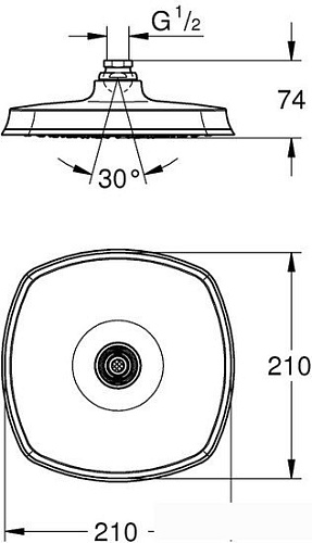 Верхний душ Grohe Rainshower Grandera 210 [27976000]