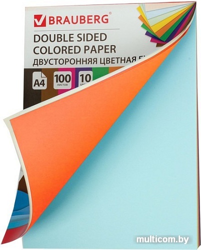 Набор цветной бумаги BRAUBERG Тонированная в массе 124715 (10 цв, 100 л)