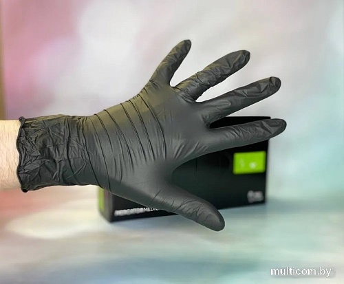 Нитриловые перчатки Mercator Nitrylex PF текстурированные нестерильные неопудренные (XL, черный)