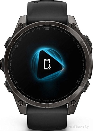 Умные часы Garmin Fenix 8 Sapphire, Titanium 47мм (угольно-черный DLC, пепельно-черный силиконовый ремешок)