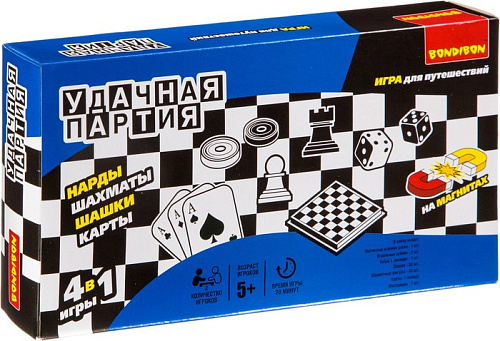 Шахматы/шашки/нарды Bondibon Удачная партия 4в1 ВВ0693