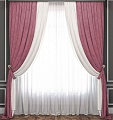 Комплект штор и гардин Pasionaria Латур 480x230 (3 шт, белый/розовый)