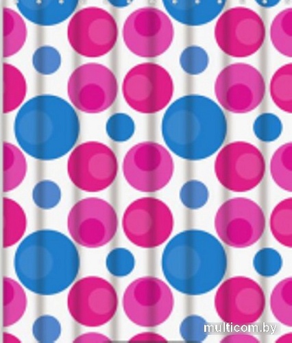 Шторка-занавеска для ванны Fashun A8802 (розовый/круги)