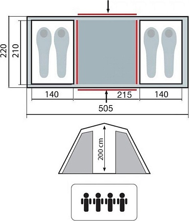 Кемпинговая палатка TRAMP Brest 4 v2 (песочный)