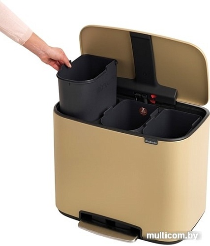 Brabantia Bo Pedal Bin 3 x 11л (минерально-золотой)