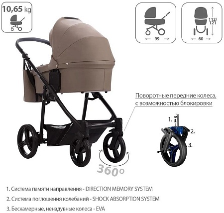 Универсальная коляска BEBETTO Explorer Air Pro (2 в 1, 04/черная рама)