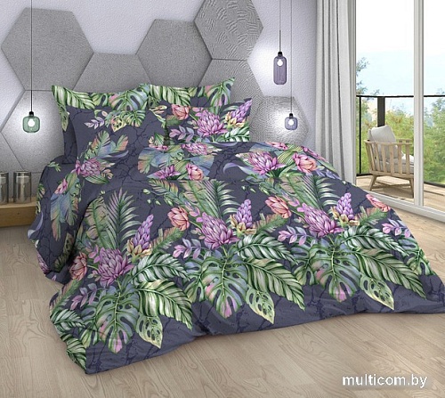 Постельное белье Миланика Амазонка 2сп с европростыней (бязь)