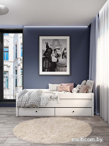 Кровать-тахта EcoWood Барселона 70x140 с ящиками ECO.001.00053.70-140.W