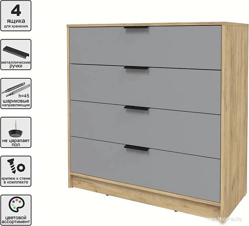 Комод Интерлиния Концепт КТ-К100 (серебро/дуб золотой)