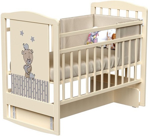 Классическая детская кроватка VDK Love Me колесо-качалка с маятником (слоновая кость)