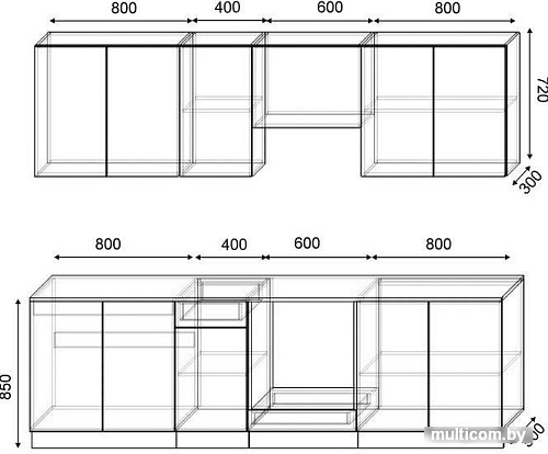 Кухня Сивирин-Компани Клео глосс 2.6 (бургундский глянец\бургундский глянец)