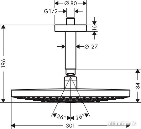 Верхний душ Hansgrohe Raindance Select S 300 2jet [27337000]