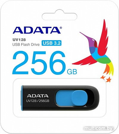 USB Flash A-Data DashDrive UV128 256GB (черный/синий)